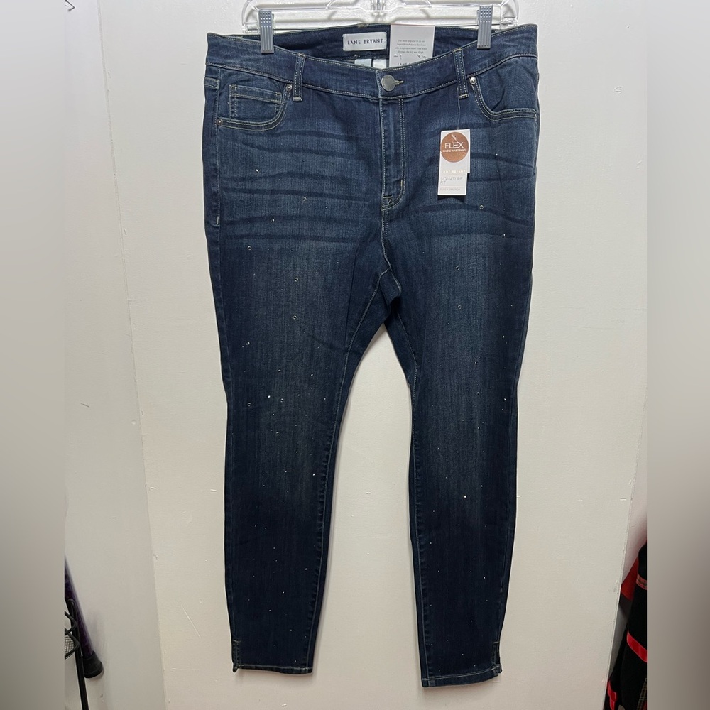 “Lane Bryant” SZ: (16) Super Stretch Signature Fit Mid Rise “Bling” On Front NWT